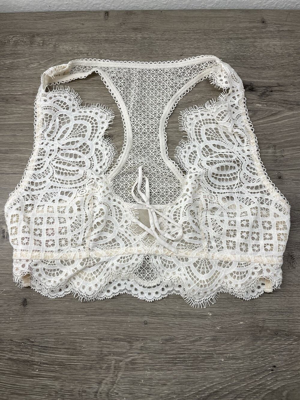 Victoria's Secret Dream Angels Lace-Up Bralette Ivory White XS/XP